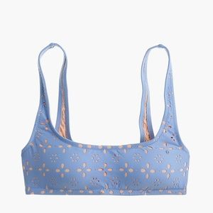 J. Crew Scoop bikini top in laser-cut eyelet